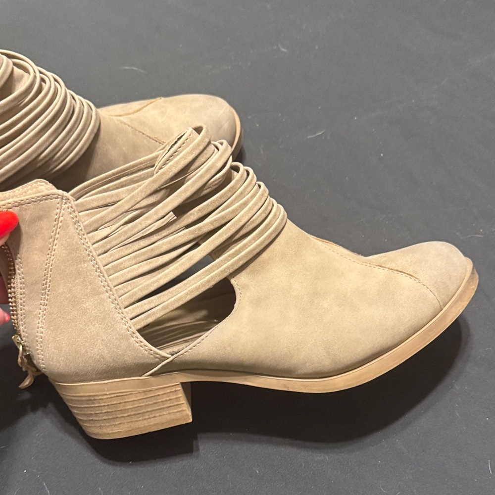 Cato Beige Ankle Boots with Strap Detail